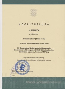 Kinnisvarakool OÜ koolitusluba