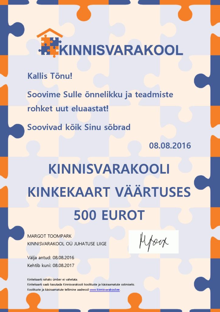 Kinkekaardi näidis